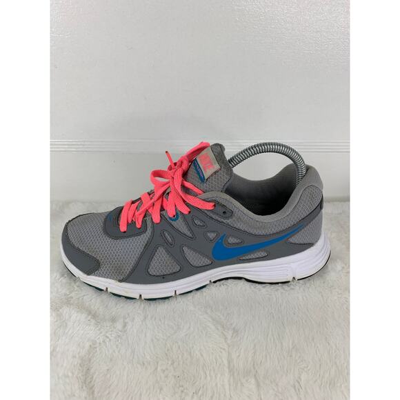 Nike Women’s Revolution 2 Running Shoes Grey Pink Lace Up Size 8.5 - Picture 4 of 11